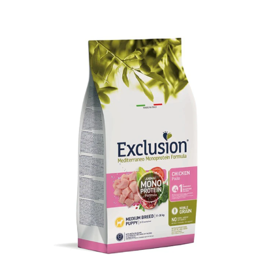 Exclusion Mediterraneo Puppy Medium al Pollo da 12 Kg