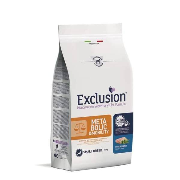 Exclusion Metabolic & Mobility Small Breed maiale e fibre 7 Kg