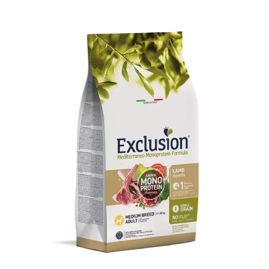 Exclusion Mediterraneo Monoprotein Adulto Medium Agnello 12 Kg