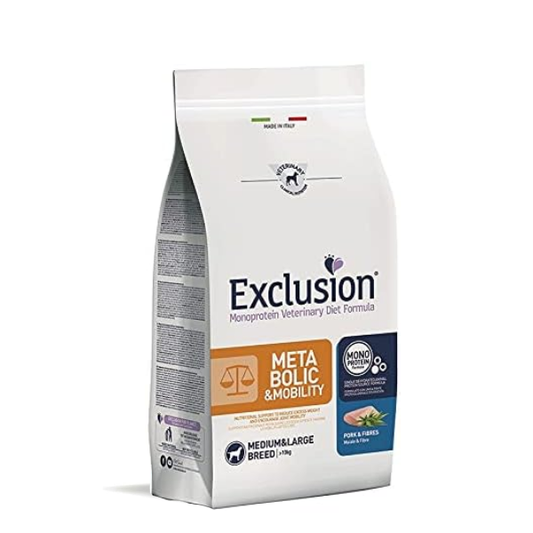 Exclusion Metabolic & Mobility Medium/Large con Maiale e Fibre  12 kg