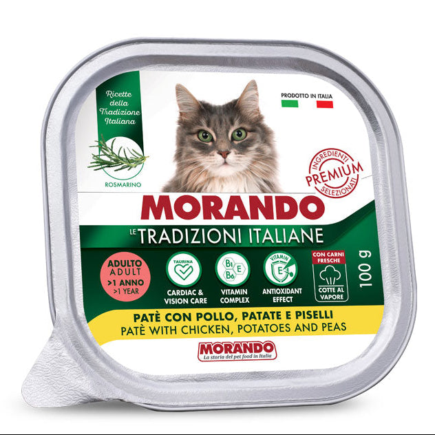 MORANDO TRADIZIONI ITA ADULT CAT PATE' POLLO, PATATE&PISELLI 6X100G