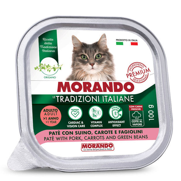 MORANDO TRADIZIONI ITA ADULT CAT PATE' SUINO, CAROTE E FAGIOLINI 6X100G