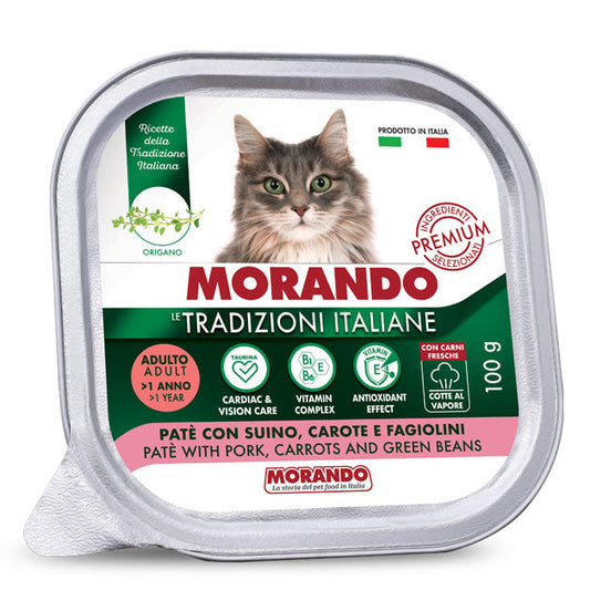 MORANDO TRADIZIONI ITA ADULT CAT PATE' SUINO, CAROTE E FAGIOLINI 6X100G