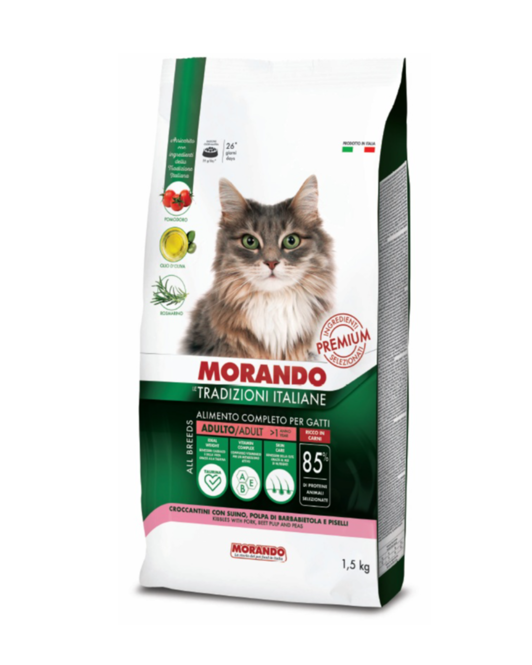 MORANDO GATTO ADULT SUINO E PISELLI 1.5KG