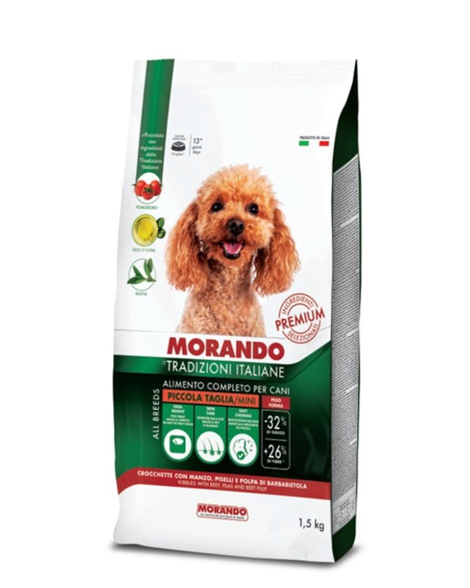 MORANDO ADULT MINI MANZO E PISELLI 1.5KG