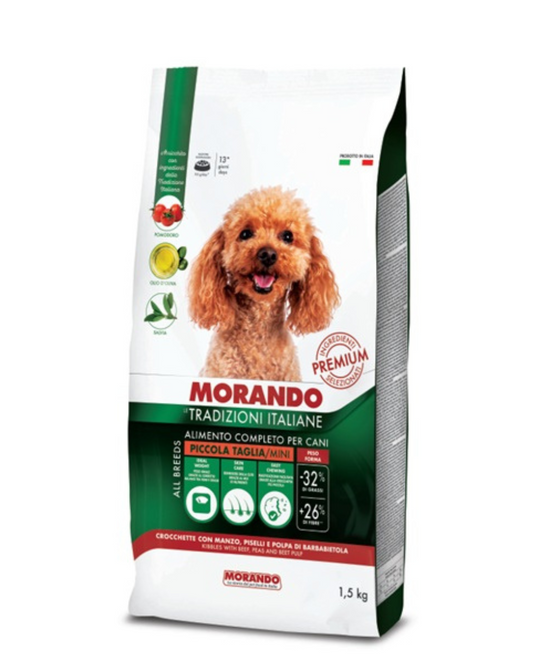 MORANDO ADULT MINI MANZO E PISELLI 1.5KG