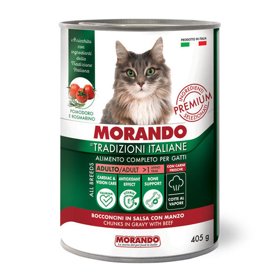 MORANDO TRAD ITA ADULT CAT BOCCONCINI IN SALSA CON MANZO 6X405G