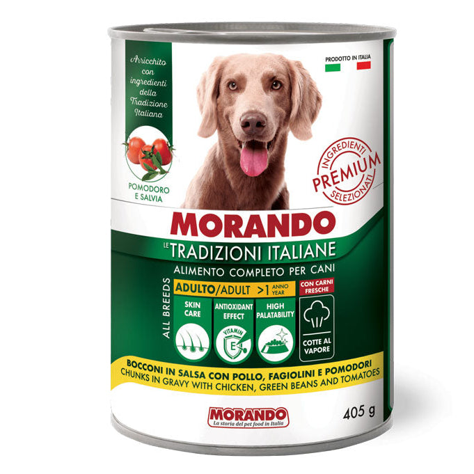 MORANDO TRAD ITA DOG BOCCONCINI CON POLLO, FAGIOLINI E POMODORI 6X405G