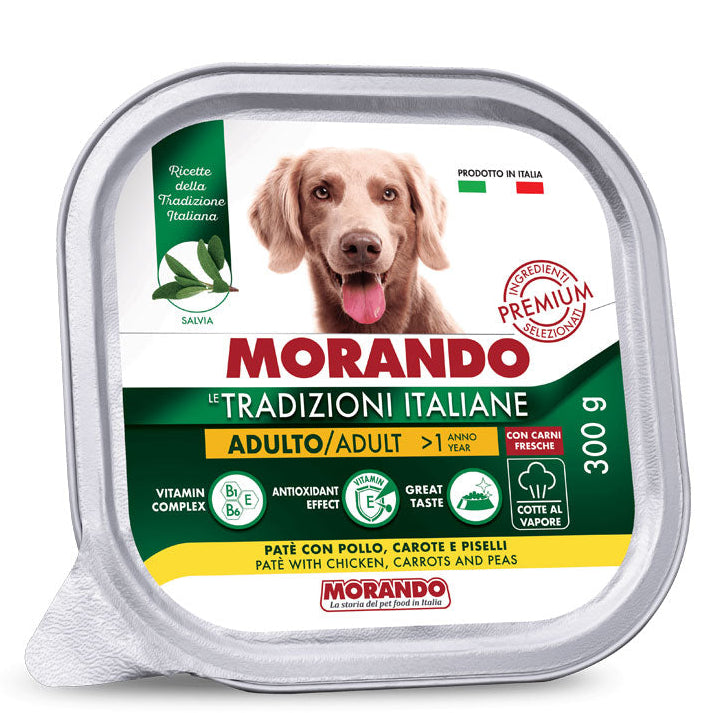 MORANDO TRADIZIONI ITA ADULT DOG PATE' POLLO, CAROTE E PISELLI 6X300G