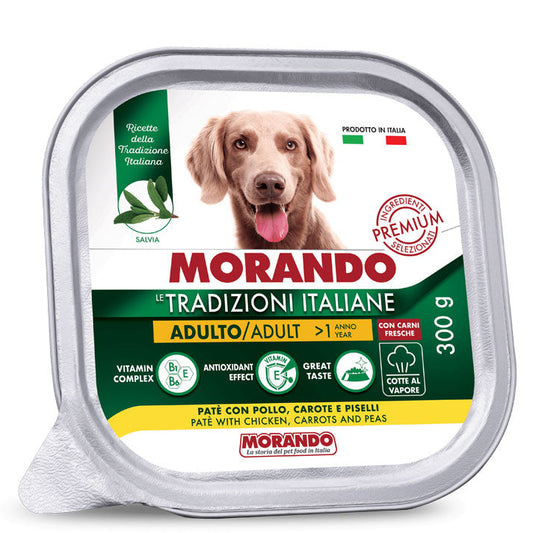 MORANDO TRADIZIONI ITA ADULT DOG PATE' POLLO, CAROTE E PISELLI 6X300G