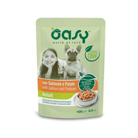 OASY STRACCETTI IN SALSA SALMONE&PATATE ADULT 6x100 G