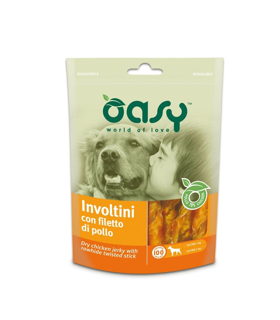 SNACK INVOLTINI CON FILETTO DI POLLO OASY 100 G