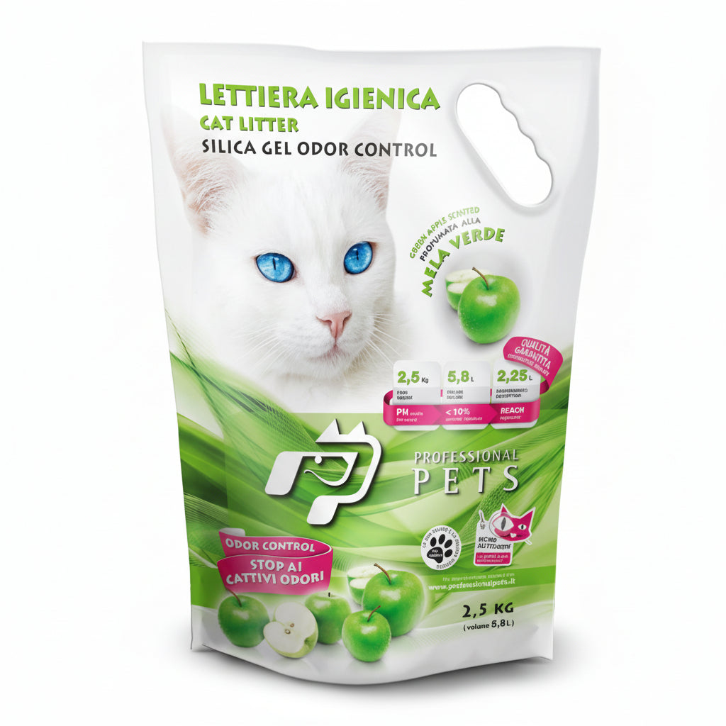 PROFESSIONAL PETS LETTIERA SILICIO PROFUMO MELA VERDE  5,8 L