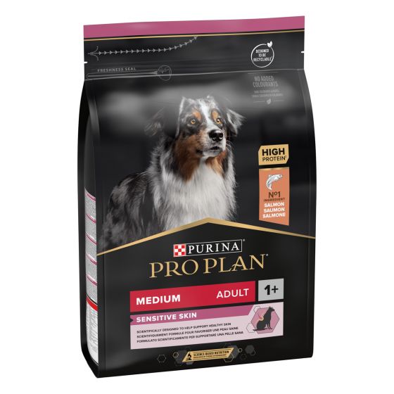 Medium Adult 1+ Sensitive Skin Ricco in Salmone- Purina Pro Plan - Crocchette per cane