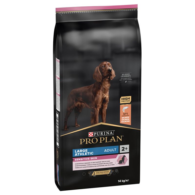 LARGE ATHLETIC ADULT 2+ SENSITIVE SKIN ricco in salmone - Purina Pro Plan - Crocchette per cane