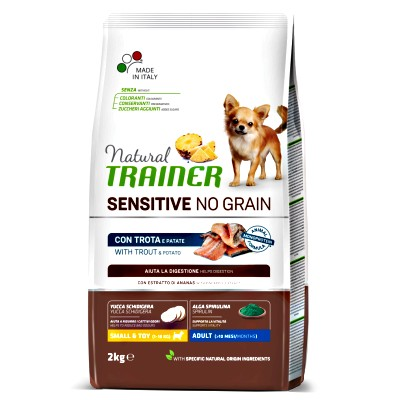 Adult con trota e patate- Crocchette per cane - Sensitive no grain Small&Toy