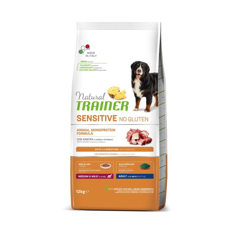 Adult con Anatra e cereali integrali - Crocchette per cane - Sensitive no gluten Medium&Maxi